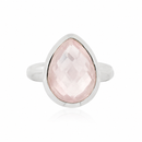Silberring Tropfen facettiert – 925 Sterling Silber mit Rosenquarz
