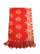 Hammamtuch Flower Rot Lunghi Sarong von Mana Kendra mit Blumenmuster, 160x115cm, weiches, handgefertigtes Badetuch aus Baumwolle