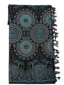 Schwarzes Mandala-Lunghi Hamamtuch von Mana Shop, 160x115cm, aus weichem, leichtem Baumwollstoff, ideal für Strand und Sauna