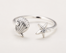 Silberring Muschel & Seestern – 925 Sterling Silber Gr. 54