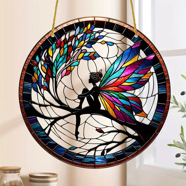 1 Piece Tree Suncatcher - Round Window Decoration (6") Made of Acrylic - Perfect Spring Decor and Gift for Women - Wall and Porch Decor