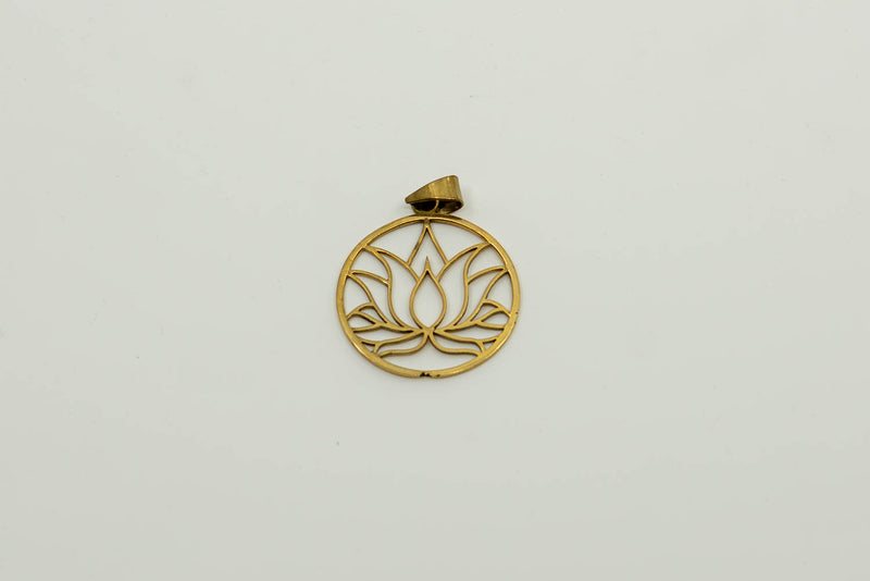 Grand pendentif rond en bronze Fleur de vie
