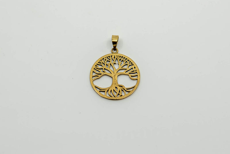 Grand pendentif rond en bronze Fleur de vie