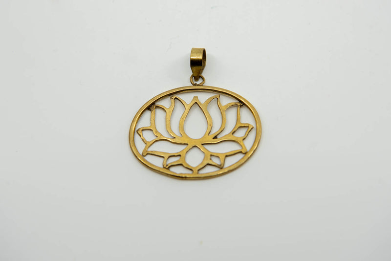Grand pendentif rond en bronze Fleur de vie