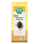 Bio Schwarzkümmel ganz, 50 g, von Ulrich Walter GmbH, zeigt ganze schwarze Kümmelsamen in einer transparenten Verpackung.