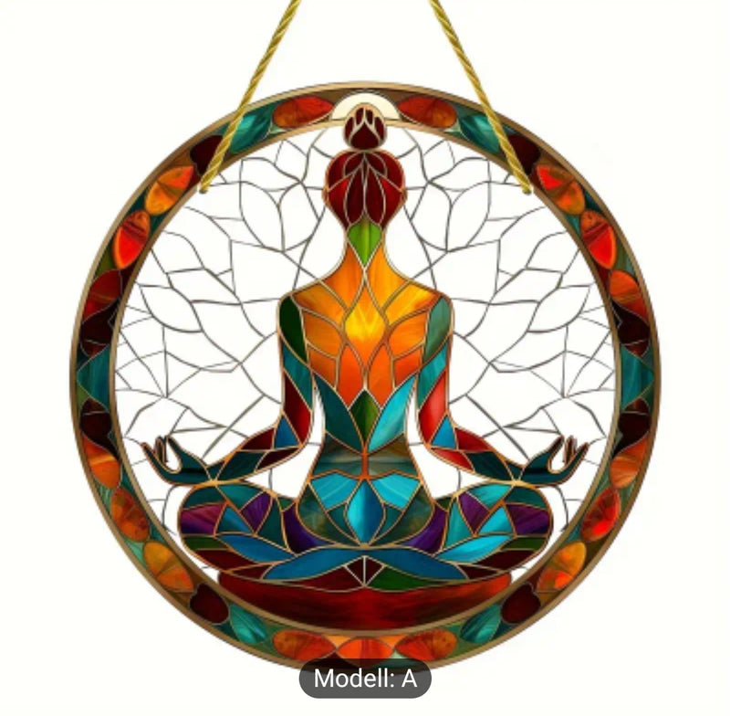 Symbole du yoga comme verre attrape-soleil