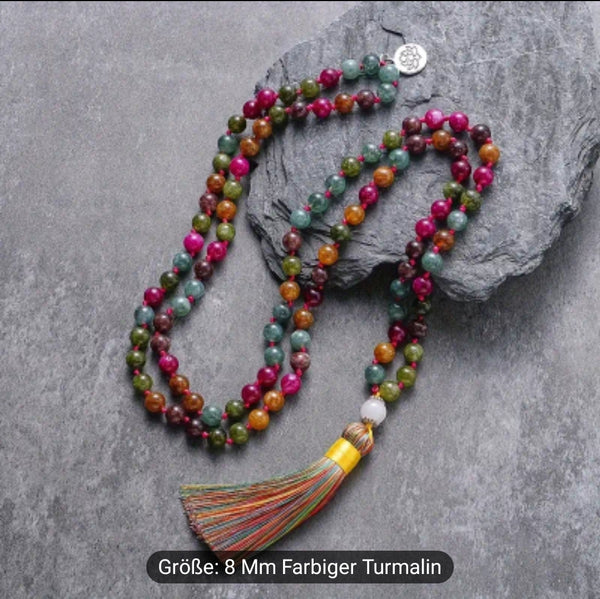 Mala Necklace Tourmaline Beads Colorful