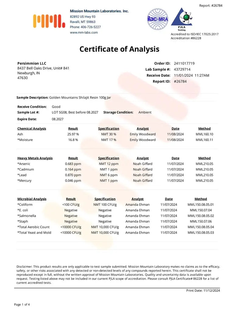 SiberianGreen - Golden Mountains Shilajit Vegane Kapsel 500 mg Pure Altai 90 Stück Premium-Spurenelemente