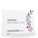 Zinzino Gut Health Test Kit Verpackung mit Aufdruck zur Messung von IPA, Kynurenin und Tryptophan-Metaboliten im Blut, freigestellt vor weissem Hintergrund.