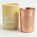 Reiner Kupferbecher mit Deckel Flower of Life Matt – 300 ml | Traditionelles Ayurveda Trinkgefäß