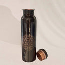 Reine Kupferwasserflasche Blume des Lebens Antik – 950 ml | Handgefertigte Ayurveda Kupferflasche