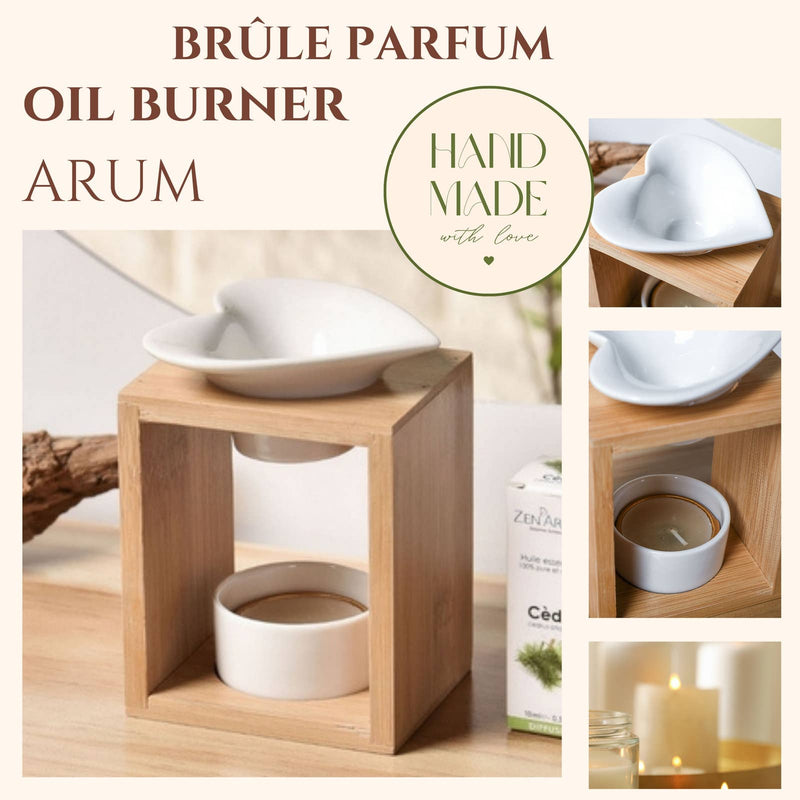 Zen'Arome - Fondoir à cire parfumée - Bougeoir en céramique et bambou