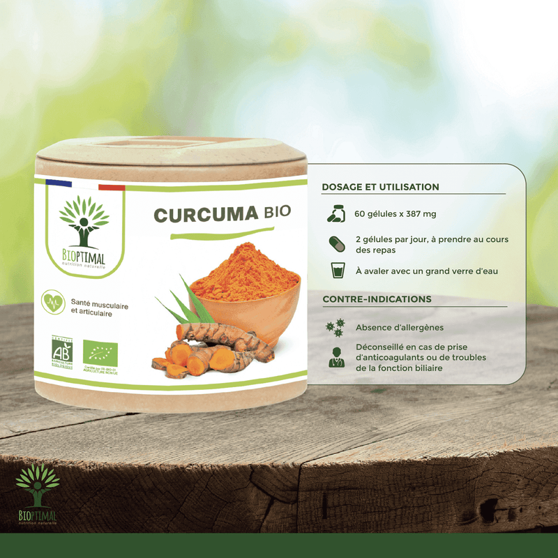 Curcuma bio - Articulations, Perte de poids - Complément alimentaire - en capsules