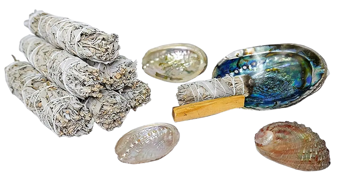Abalone-Schale für Räucherwaren, 9 x 7 cm, handgefertigt, mit weißen Details, ideal zum Räuchern und Präsentieren