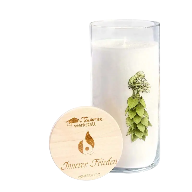Dessauer Achtsamkeitskerzen im Glas, friedvolle und liebevolle Kerzen als Geschenkidee, mit warmem Flammenlicht.