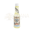 Eine klare glasflasche agua de florida von hurley & lannan mit weißem deckel und bunter etikette für space clearing