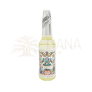 Eine klare glasflasche mit guaraná de florida cologne und silbernem verschluss für florida medium space clearing