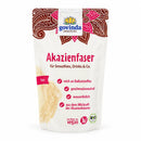 Weiße govinda akazienfaser bio pouch mit rosa braunen mustern und lotuslogo nährstoffreiches superfood für deine gesunde ernährung