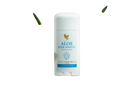 Weißes aloe ever-shield® deodorant stick mit goldem adlerlogo und blauen akzenten ohne aluminium
