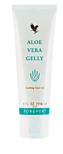 Weiße tube aloe vera gelly mit beruhigendem klaren gel und türkis goldenem logo als feuchtigkeitscreme