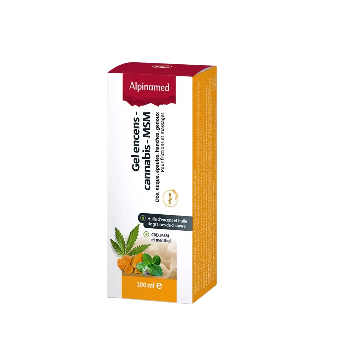 Alpinamed Weihrauch Cannabis MSM Massagegel in 100ml Flasche, entspannendes Gel für Massage und Muskelentspannung