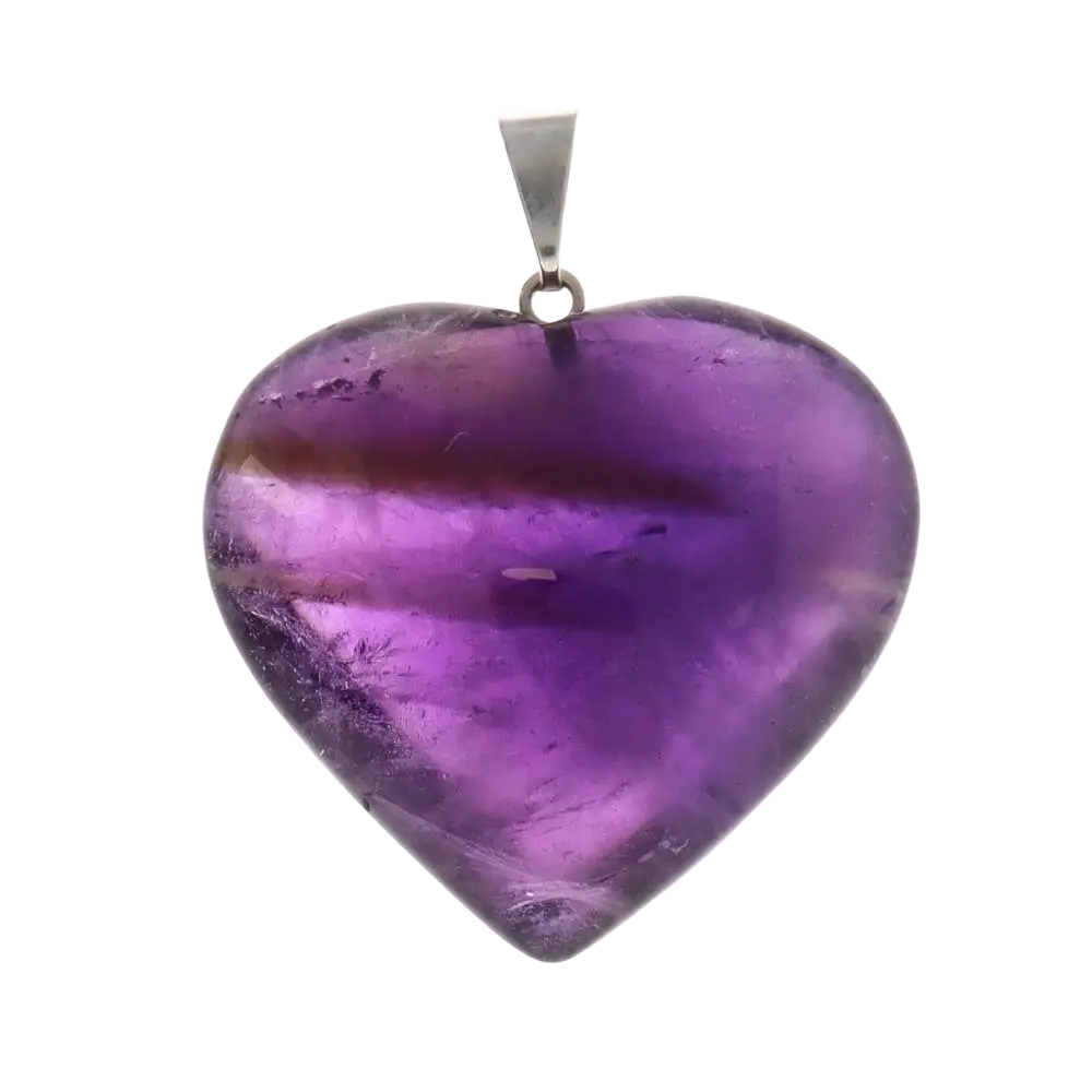 Polierter Amethyst-Herzanhänger von Vives de la Cortada S.L, herzförmiger Schmuckanhänger aus violettem Amethyst.