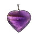 Ein polierter herzförmiger amethyst herzanhänger extra mit silberfarbeneröse vom mana shop