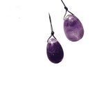 Lila Amethyst Yoni Eierpackung mit Loch und Schnur, Schmuckstück von Vives de la Cortada SCP, glatte Oberfläche und zarte Farbnuancen