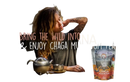 Vibrante, farbenfrohe pouch mit ancient purity chaga pilz tee inonotus obliquus 150g nachhaltig geerntet