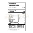Black and white nutrition label on the back of ancient purity drachenfruchtpulver rosa pitaya detailing calories fats carbs protein vitamins