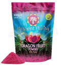 Vibrantes rosa pitaya drachenfruchtpulver in glänzendem wiederverschließbarem beutel von ancient purity drachen