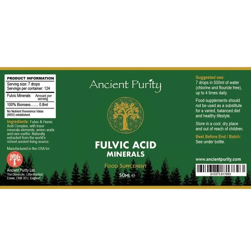 Ancient Purity Fulvinsäure-Mineralien Nahrungsergänzungsmittel in 50 ml Flasche, natürliche Mineralien und Fulvinsäure.