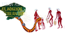 Stilisiertes image einer orange schwarzen schlange mit weißen rundzeichnungen im indigene australische kunststil zum kakadu pflaume produkt mit höchstem vitamin c gehalt aus terminalia ferdinandiana
