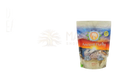 Ein bunter beutel hochwertige lebensmittelqualität diatomeenerde 200g von ancient purity mit orange-blauem etikettschriftzug