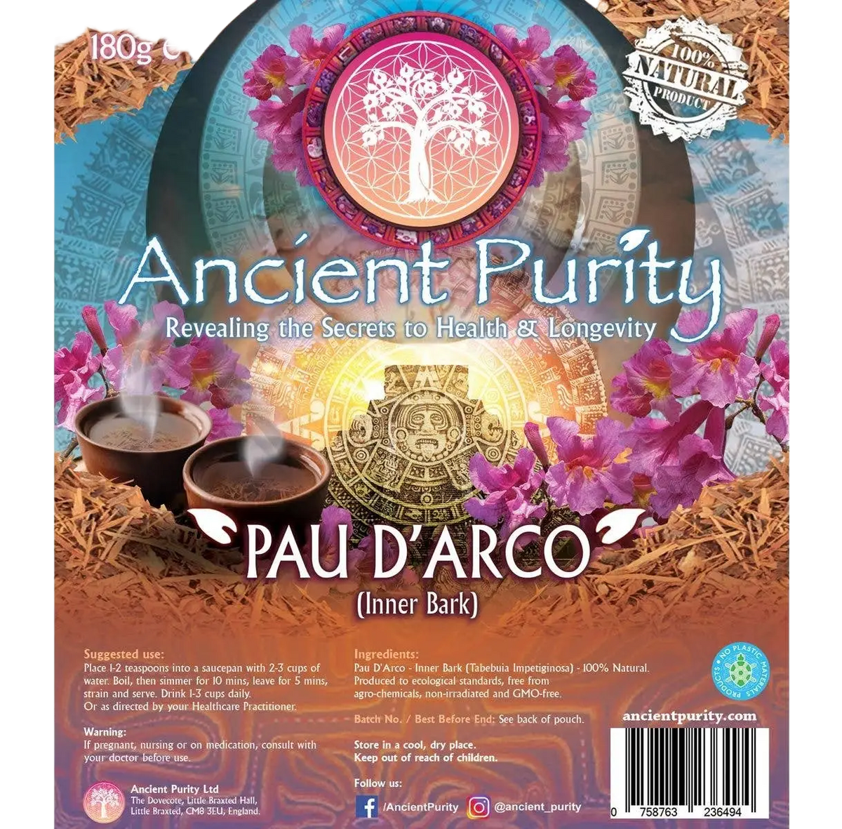 Ancient Purity Pau d'Arco Innere Rinde Nahrungsergänzung, 180g, mit Fokus auf Mitochondrien, NAD+ und braunes Fett