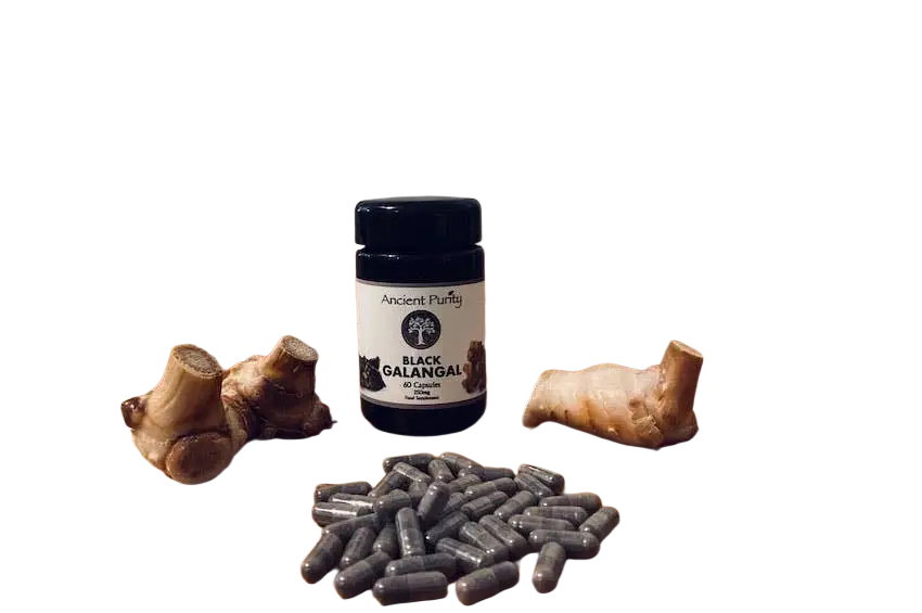 Ancient Purity Schwarzer Galgant (Krachai Dam) Nahrungsergänzung, 60 Kapseln à 250 mg, dunkler Wurzel mit traditioneller Nutzung
