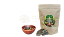 Beige wiederverschließbarer beutel ancient purity soursop-blätter 20g mit graviola frucht- und blätterillustration