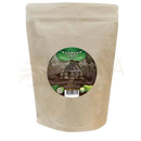 Beige wiederverschließbarer beutel mit soursop-blätter tee von ancient purity mit grün braunem etikett und anleitung