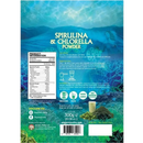 Vibrant blue and green packaged ancient purity chlorella powder 300g with ocean woman illustration in bioqualität