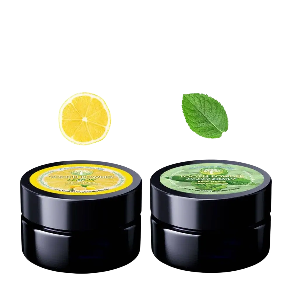 Ancient Purity Zahnpulver, remineralisierend und aufhellend mit Zitrone und Pfefferminze, für frischen Atem und gesunde Zähne.