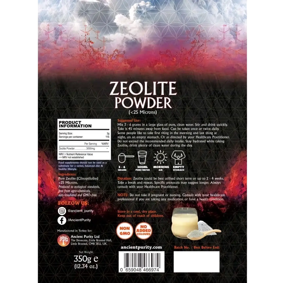 Feines Zeolith-Pulver von Ancient Purity, 350 g, fein gemahlenes Nahrungsergänzungsmittel, natürlicher Mineralstoff für Gesundheit