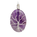 Anhänger aus gerolltem amethyst mit versilbertem tree of life baum des lebens drahtdesign