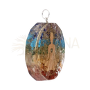 Translucenter ovaler resin chakra buddha anhänger im origonit stil mit goldenem buddha und blauen grünen chakra farben