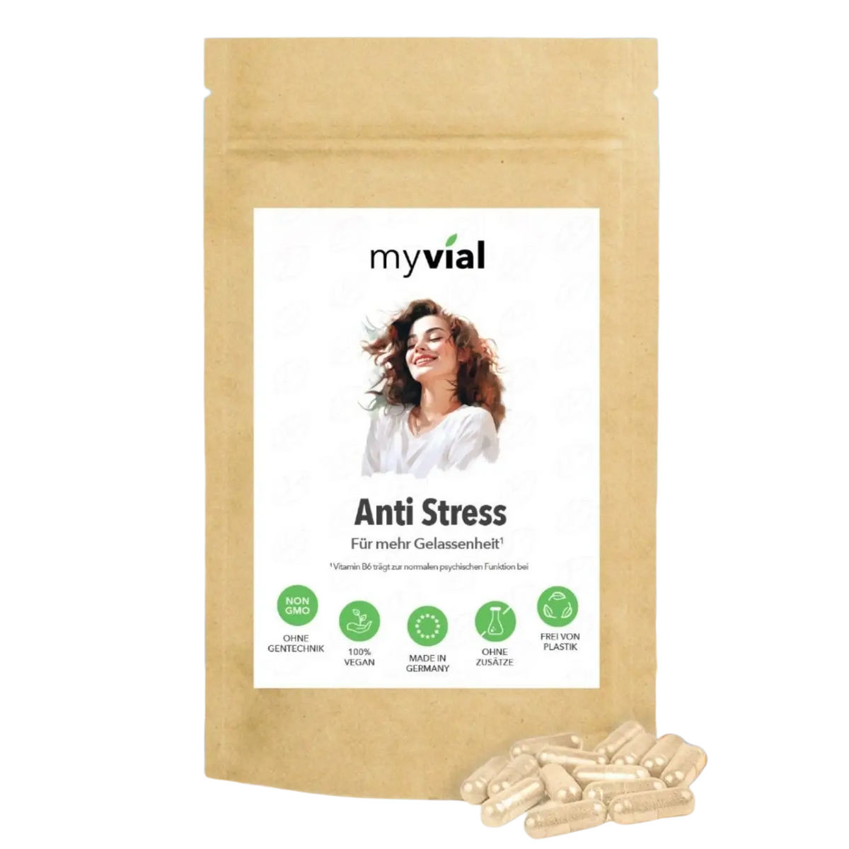 Kapseln Tulsi GABA Ashwagandha, Nahaufnahme