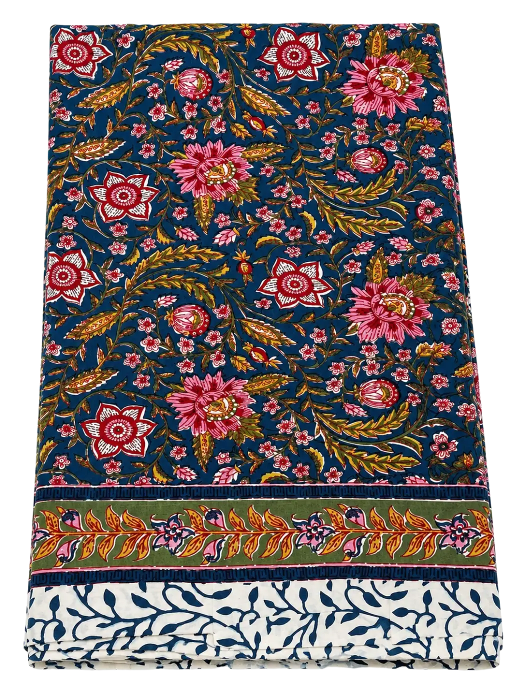 Antikes Lunghi Sarong Tuch aus Baumwolle, dunkelblau, 180cm x 108cm, mit traditionellem Muster.
