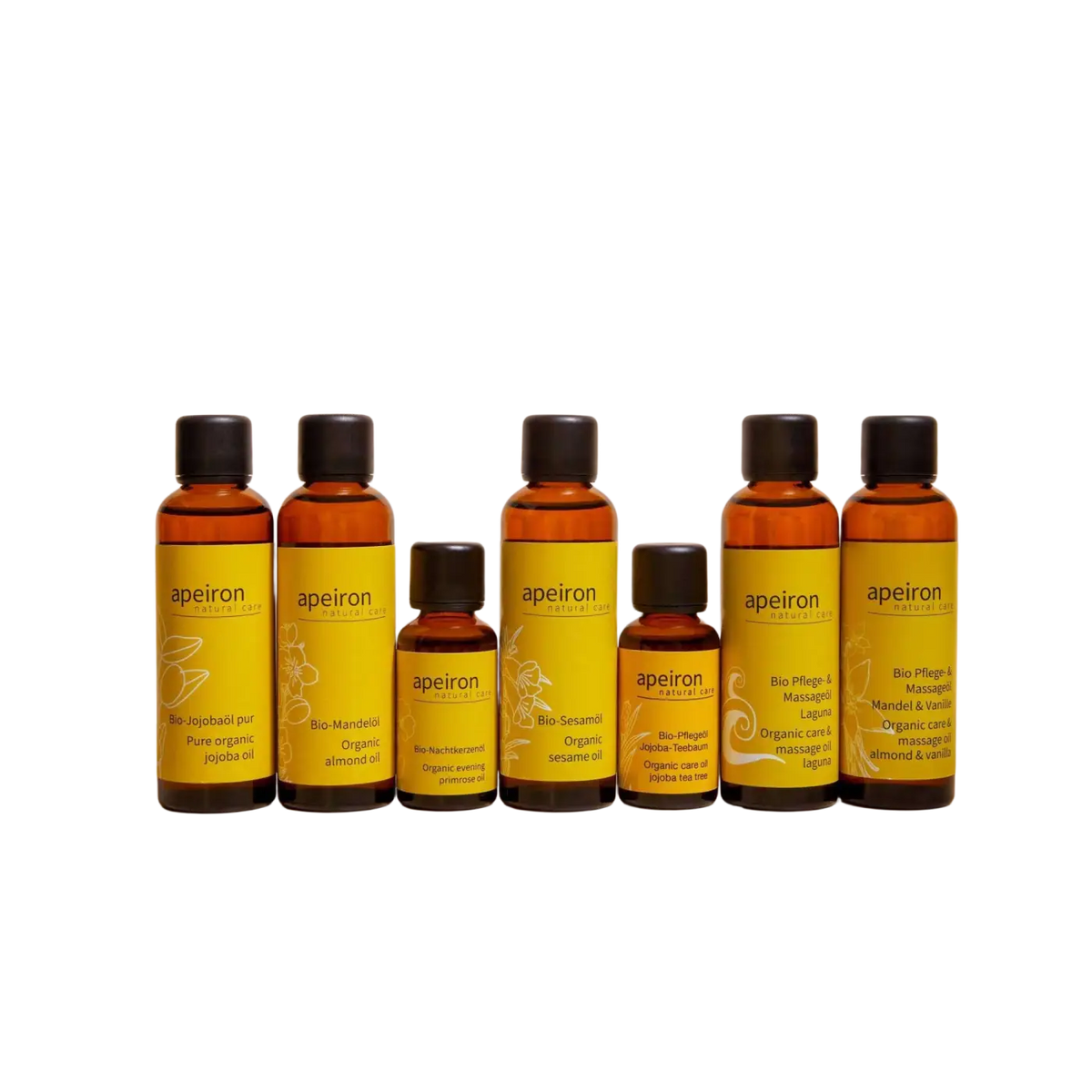Apeiron Bio Sesamöl 75 ml in einer bernsteinfarbenen Flasche, ideal für natürliche Körperpflege, von Spa Vivent.