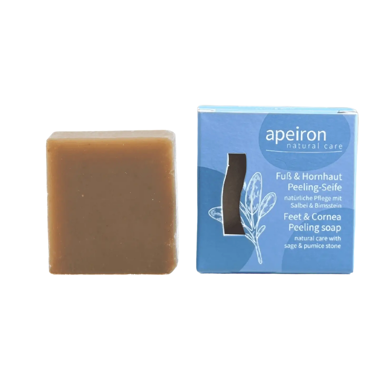 Apeiron Fuß- und Hornhaut-Peeling-Seife von Spa Vivent, 100g, handgemachte Pflege für weiche, glatte Füße, sichtbar auf der Seife