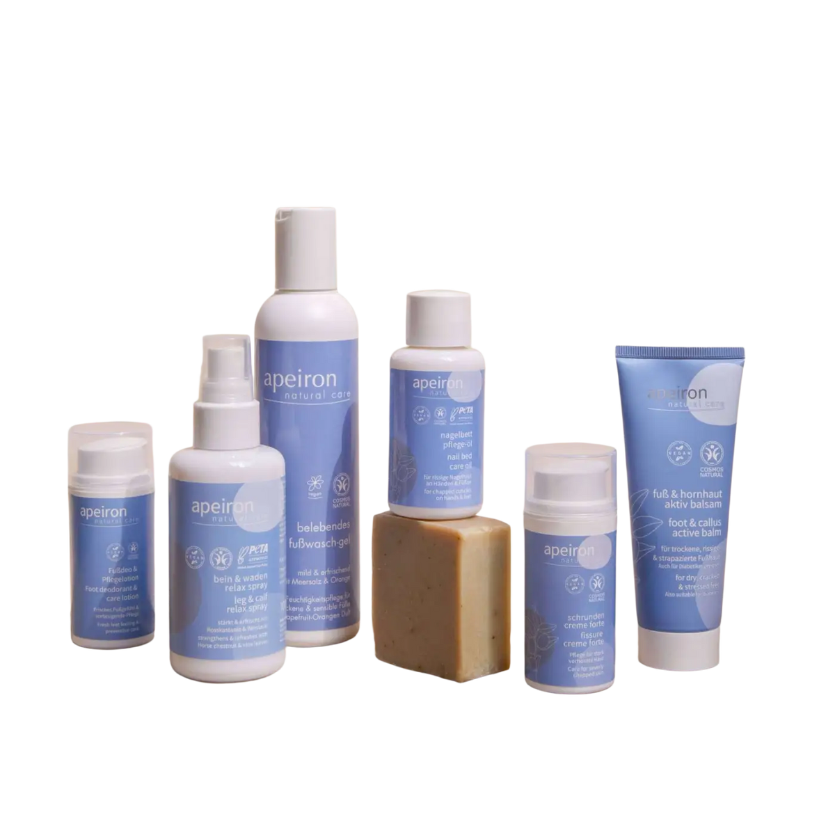 Spa Vivent APEIRON Fuß- und Hornhautaktiv Balsam 75ml für gepflegte, geschmeidige Füße, sichtbar auf der Verpackung