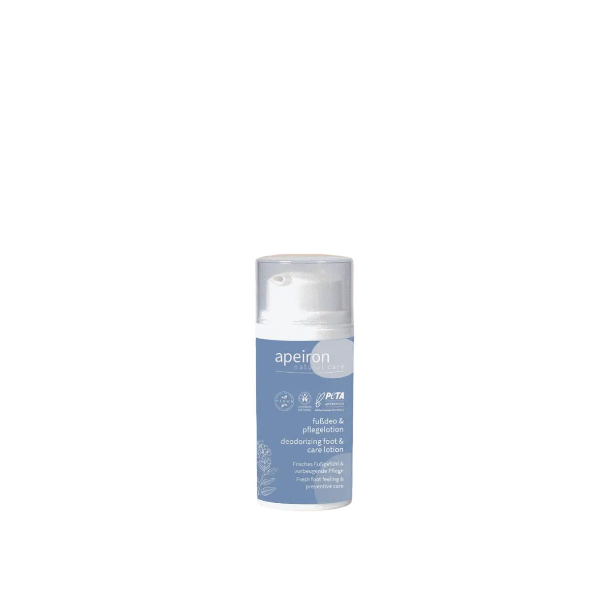 Apeiron Fußdeo Pflege Lotion 30ml, Hände und Füße, Spa Vivent, hellblaue Flasche mit Lotion für gepflegte Haut