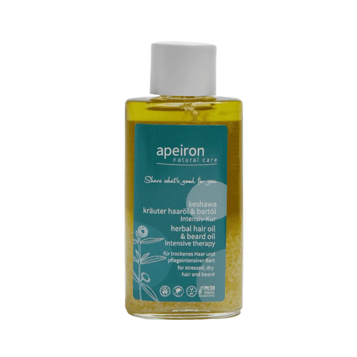 Apeiron Keshawa Kräuter Haar- und Bartöl in 100ml Flasche, Spa Vivent, mit Kräuterextrakten für gepflegtes Haar und Bart.